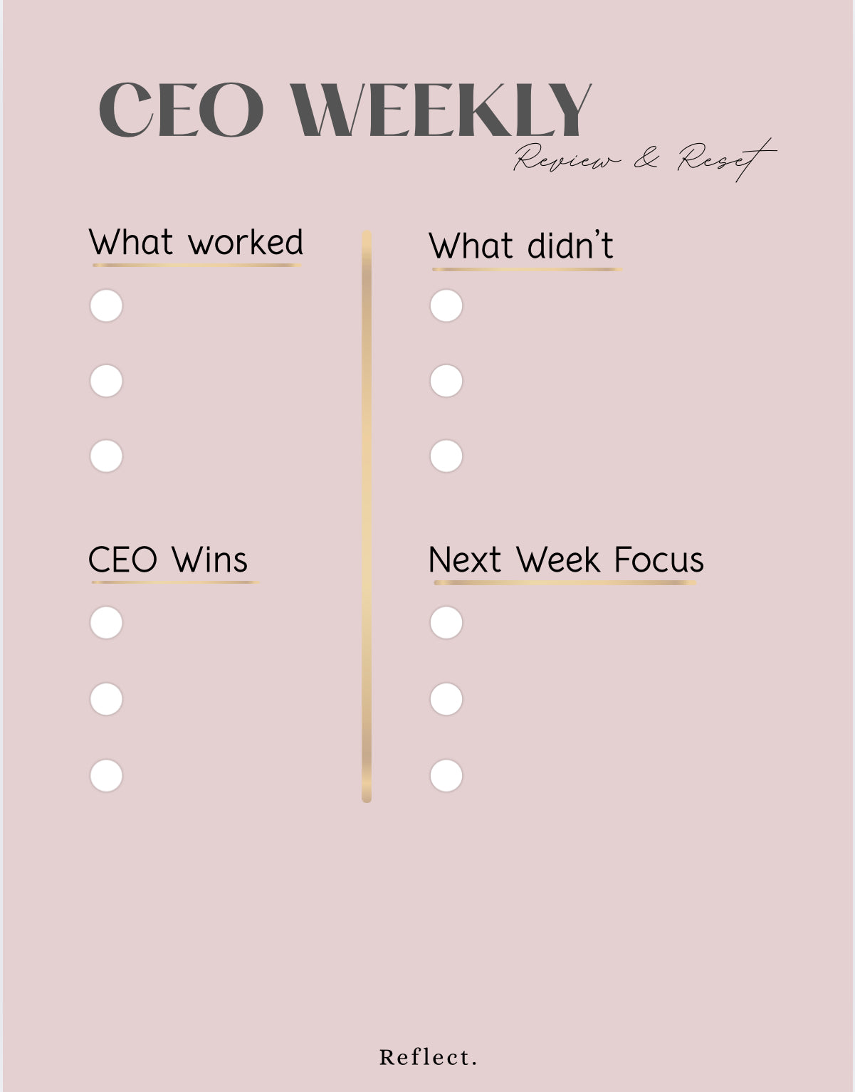 CEO Weekly Planner | Luxury Business Strategy & Schedule Planner (Printable PDF)