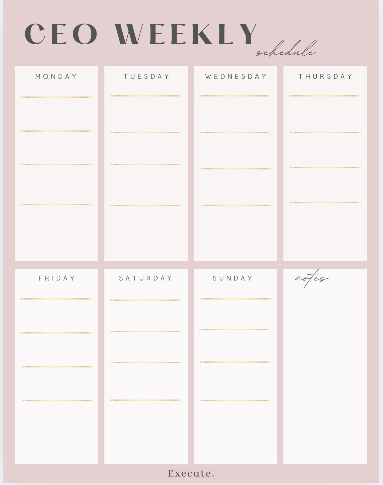 CEO Weekly Planner | Luxury Business Strategy & Schedule Planner (Printable PDF)