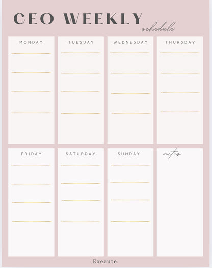 CEO Weekly Planner | Luxury Business Strategy & Schedule Planner (Printable PDF)