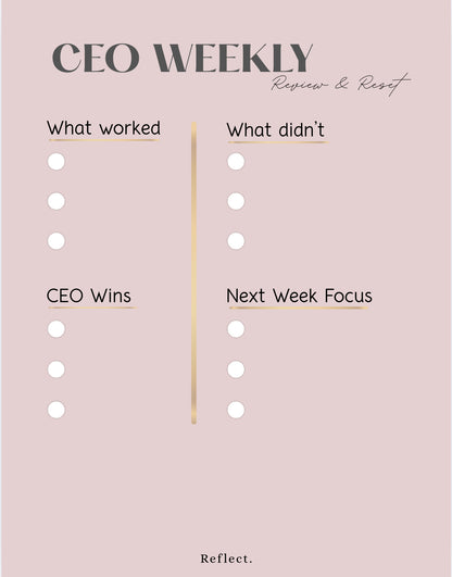CEO Weekly Planner | Luxury Business Strategy & Schedule Planner (Printable PDF)